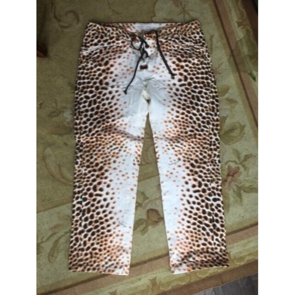 EUC *Rare* ROBERTO CAVALLI Stretchy Leopard Cropped Pants Size L